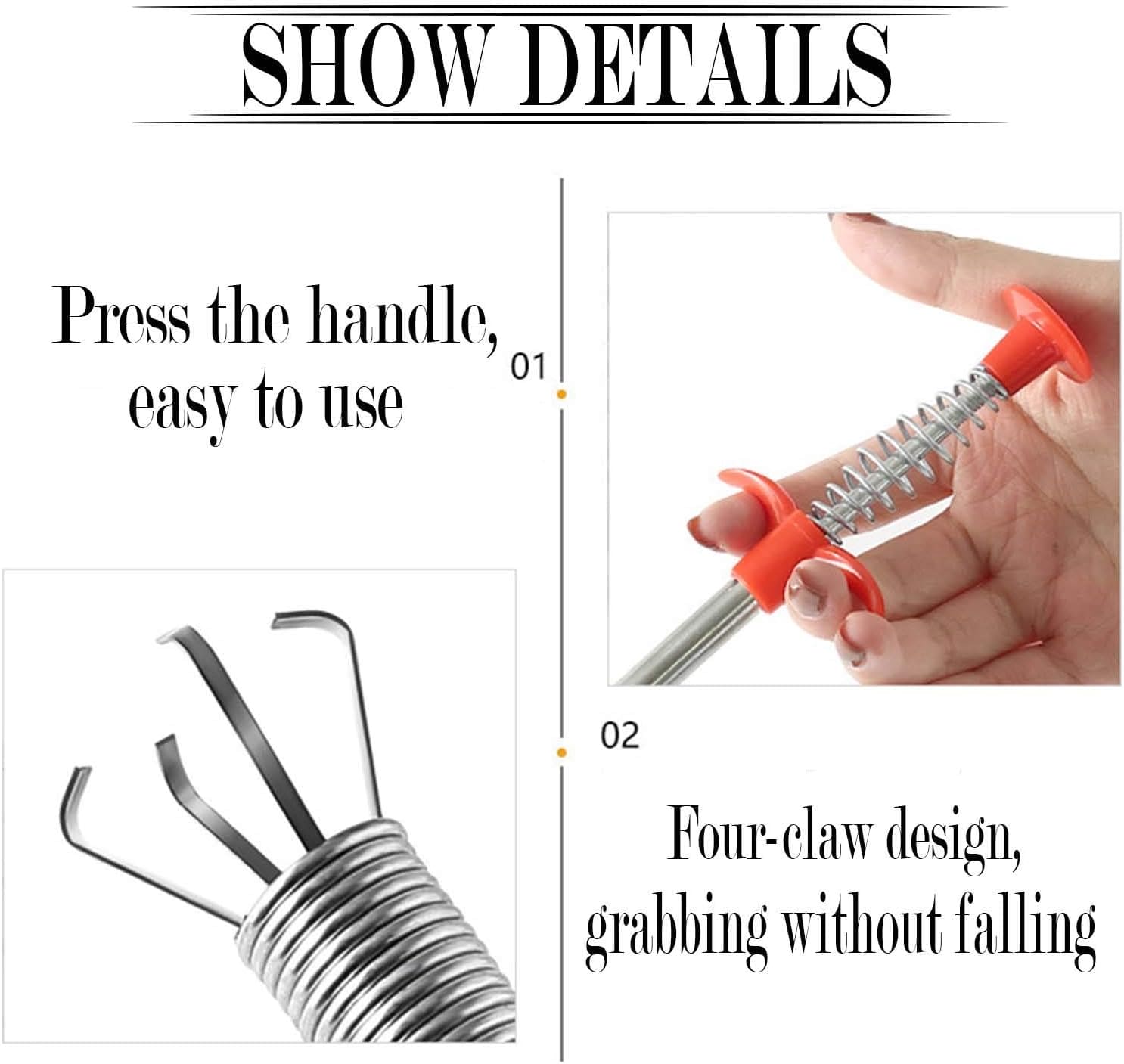 Drain Sink Spring Pipe, Dredging Tool, Drain Clog Tool, Cleaning Hook Water Tool With Claws, Clog Remover Cleaning Tool, Drain Sink Rod Drain Sink Spring Pipe, Dredging Tool, Drain Clog Tool, Cleaning Hook Water Tool With Claws, Clog Remover Cleaning Tool, Drain Sink Rod